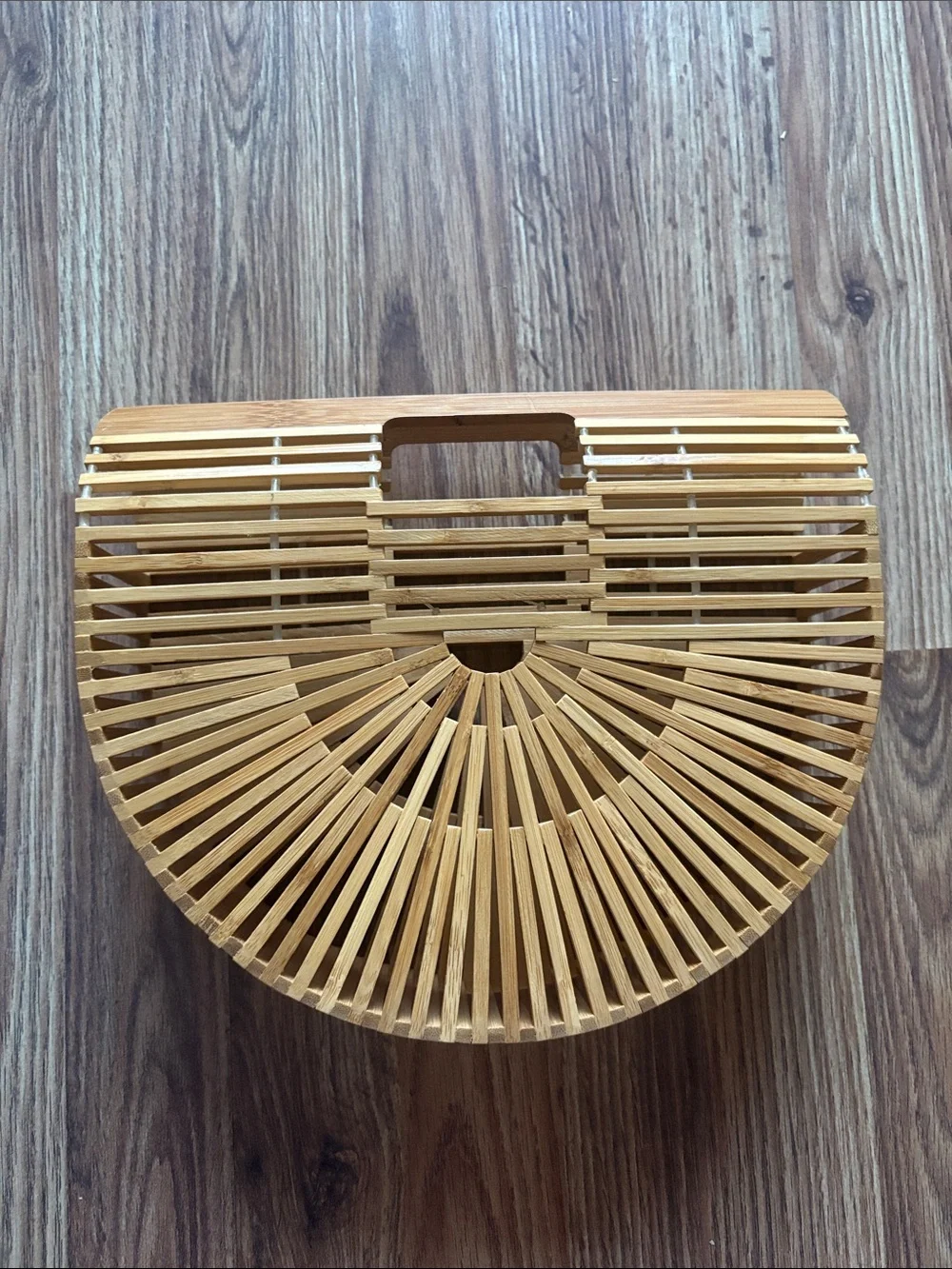 Bamboo Semi-Circle Handheld Bag in Natural